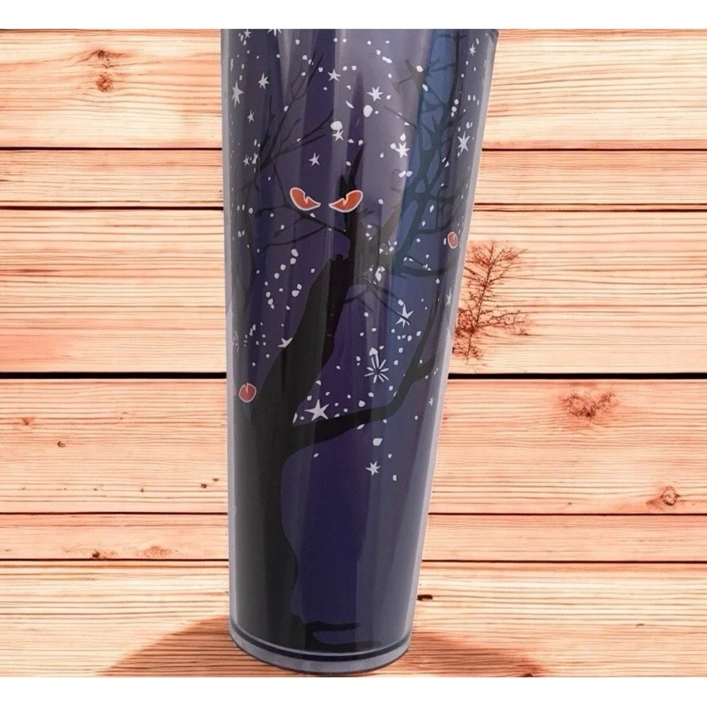 Starbucks Tree Glow In Dark Cold Cup 24 Oz‎ Halloween Purple Stars Spooky Eyes